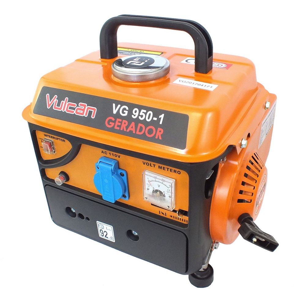 Gerador a Gasolina Vulcan VG950 2T 2,5HP 950W 127V Partida 
